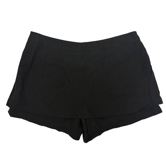 LINE & DOT Pleated Trouser Shorts L Black Mid Rise Drapey Skort-Back NWT B7 - Picture 2 of 5